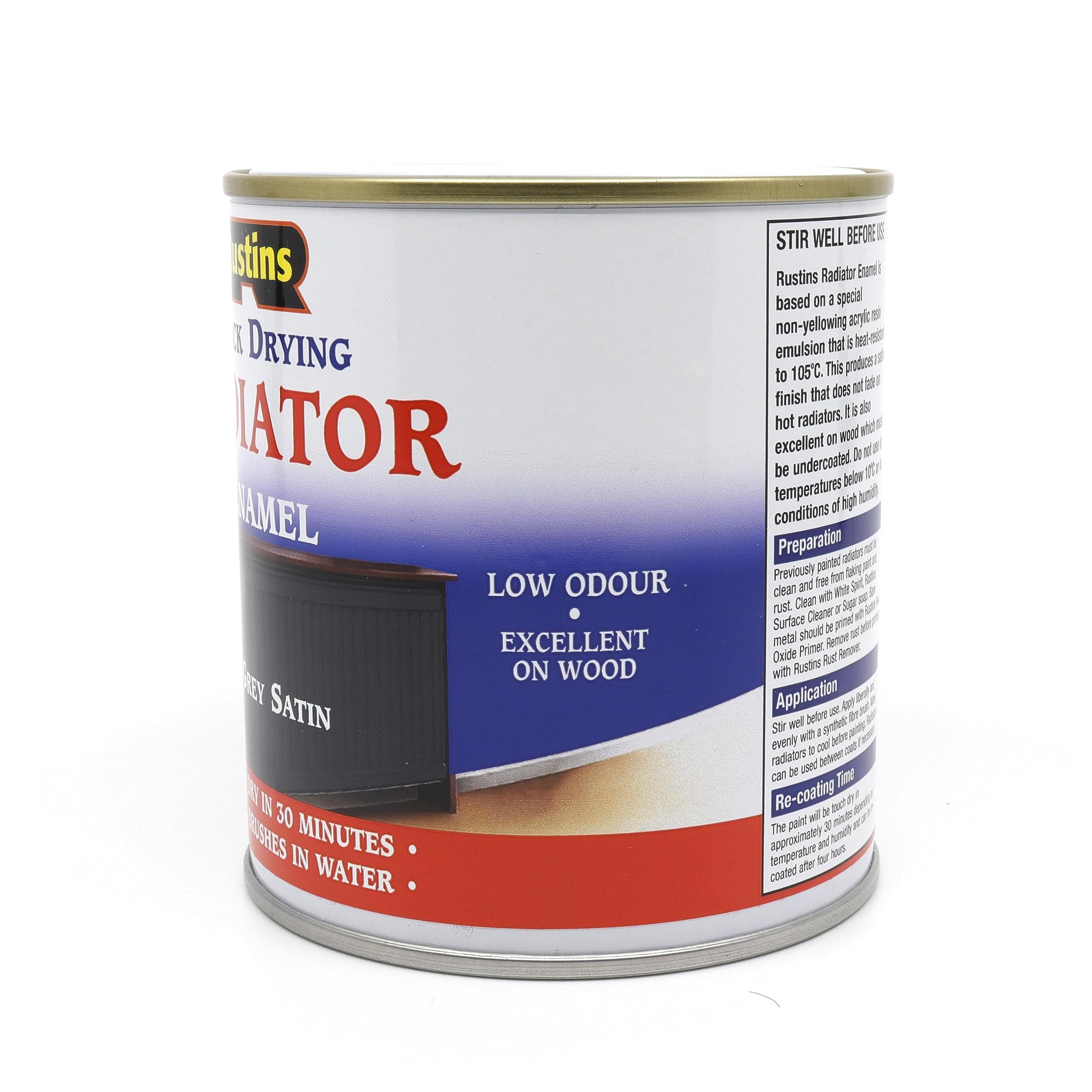 RUSTINS Quick Drying Radiator Enamel Satin - Grey 500ml - Durable, Long-Lasting Finish for Radiators That Stands the Test of Time - Image 3