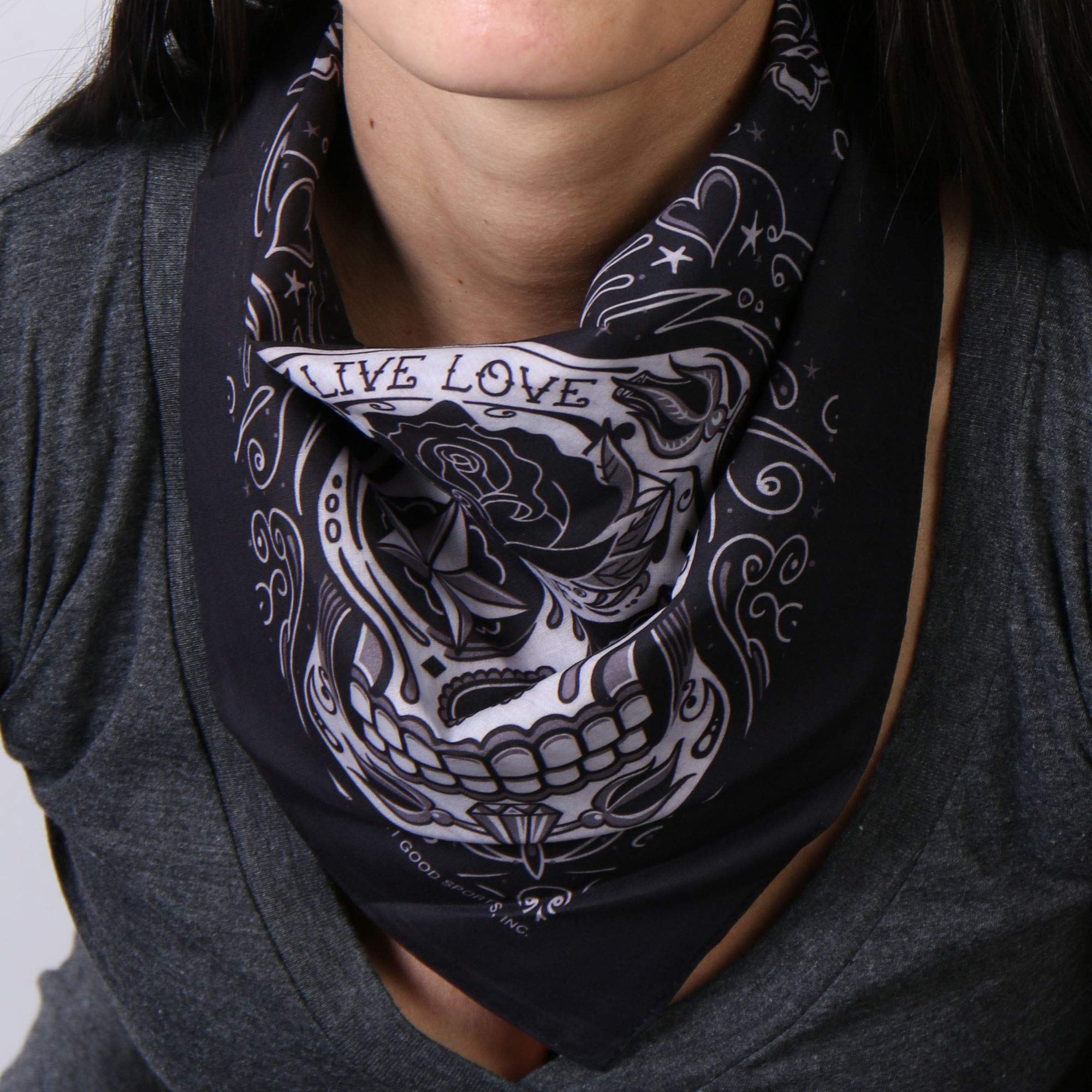 Hot Leathers Sugar Skull Bandana (Black, 21