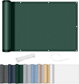 AXT SHADE Pantalla Privacidad Balcón 90x700cm Impermeable Ocultacion Balcon Protección Viento y Los Rayos UV con Ataduras de Cables para Exterior Terraza-Verde