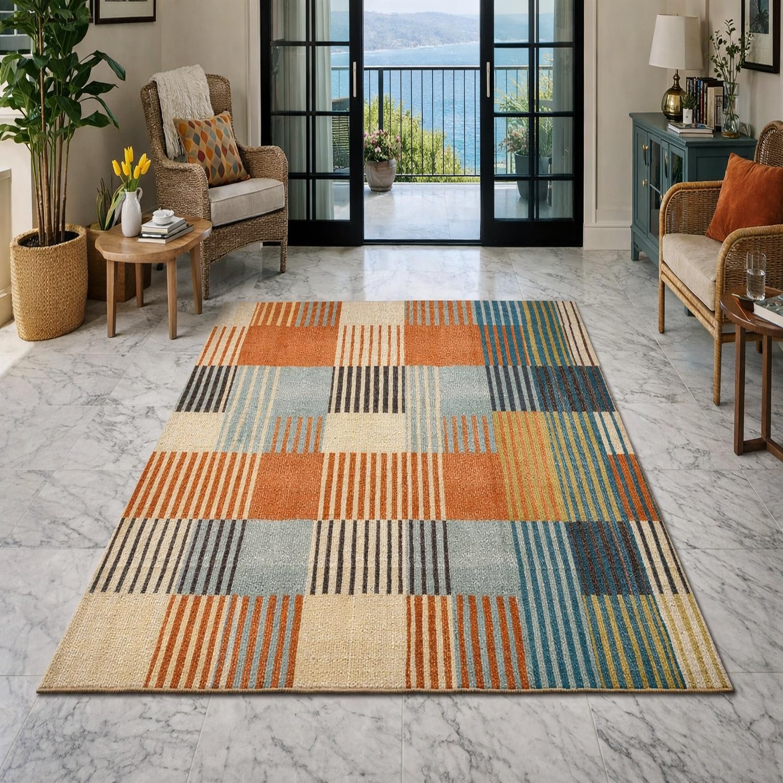 Grand tapis de salon 200x300 cm lavable et confortable contre le sol froid de la chambre