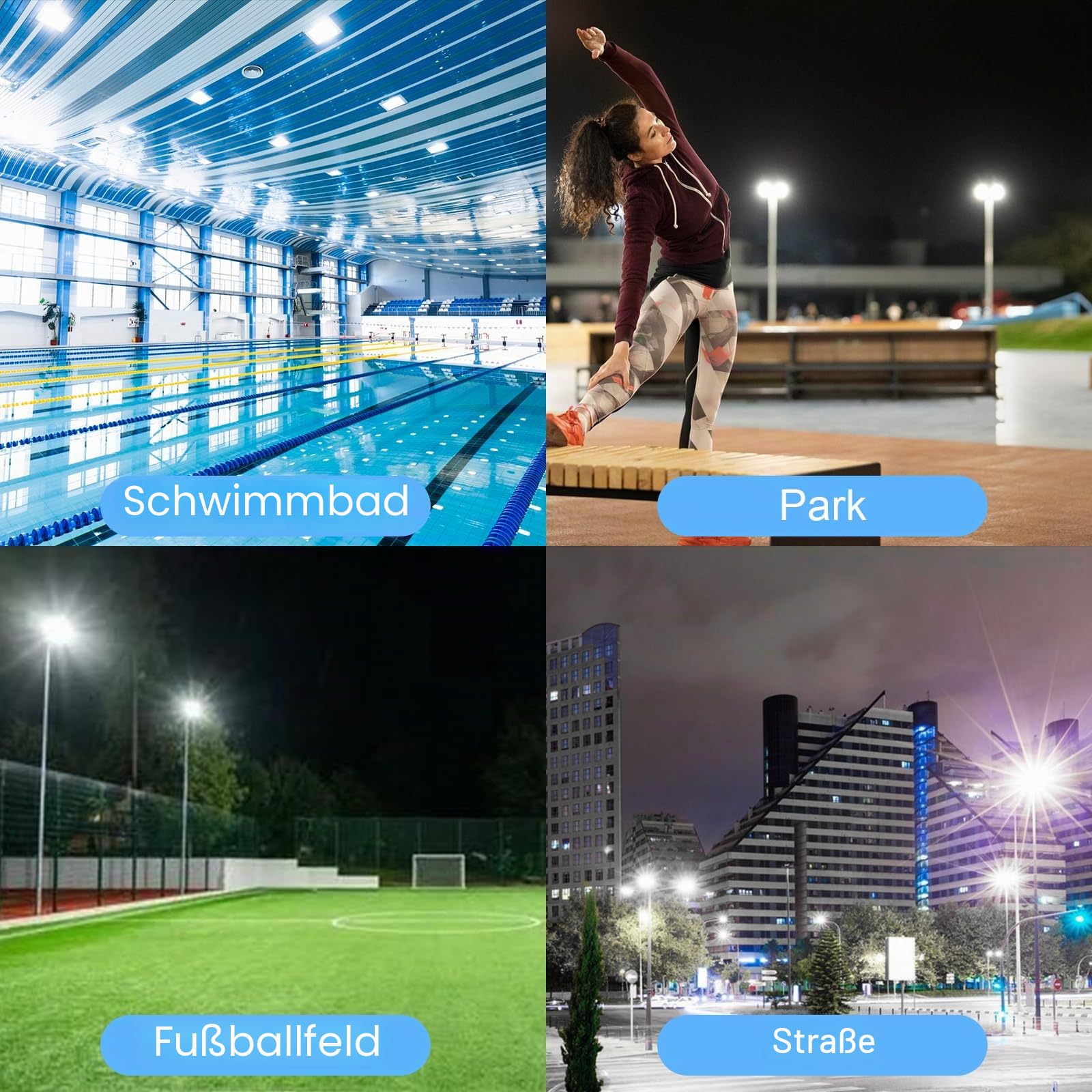 LED Strahler Außen 150W, 15000LM Aussenstrahler 6500K Kaltweiß Scheinwerfer IP66 Wasserdicht Baustrahler Flutlicht für Garten Garage Sportplatz Hof Flur