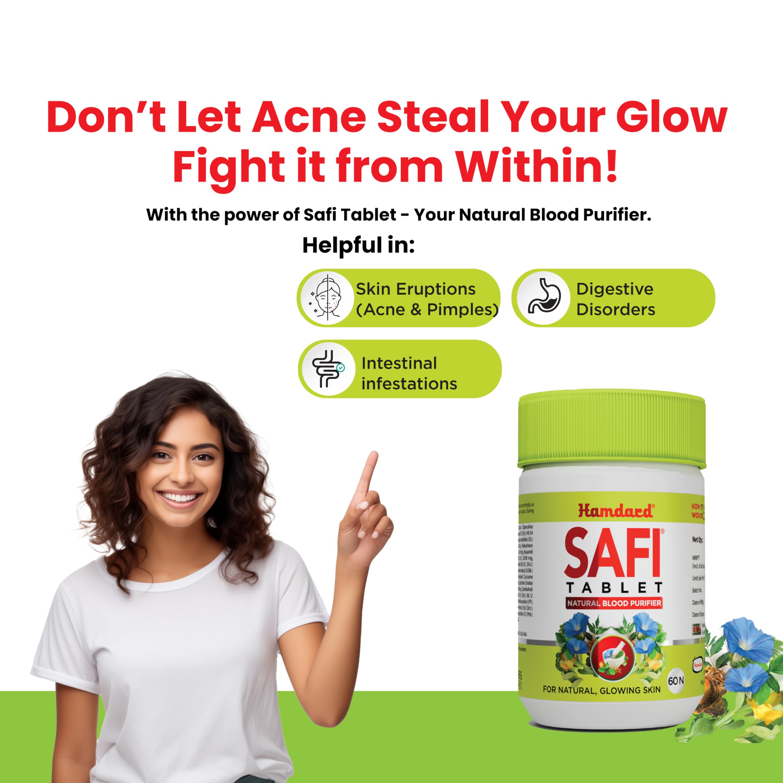 Hamdard Safi Tablet for Healthy & Glowing Skin | Pack of 2 | Natural Blood Purifier | Anti-Bacterial & Detoxifier - 60 Tablets Each 4