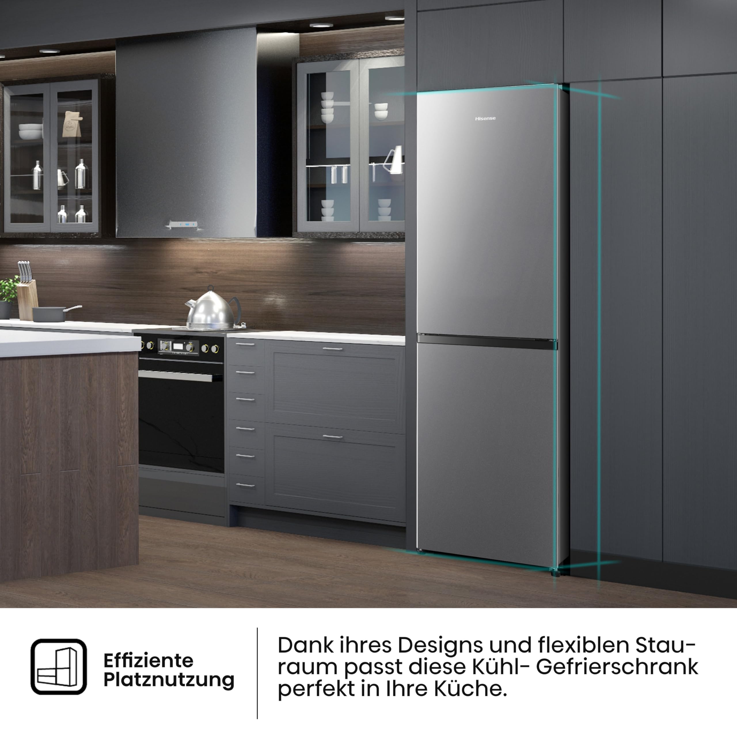 Hisense RB327N4AD2 Kühl-Gefrierkombination NoFrostPlus Multiflow 360° 182,4 cm Edelstahl-Look