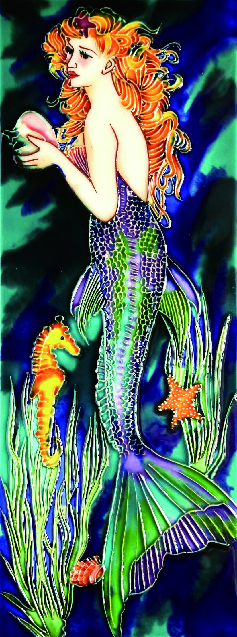 Mermaid Deep Ocean - Decorative Ceramic Art Tile - 6