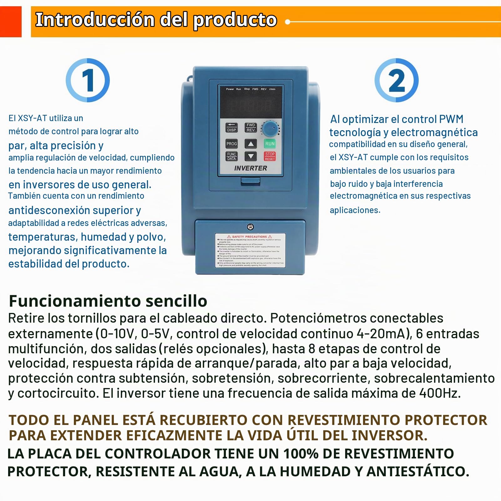 Variador de Frecuencia 1.5kW Variador de Frecuencia Trifásico 380V 4A VFD Controlador de Velocidad del Motor VFD Trifásico 380V Entrada Salida Convertidor de Frecuencia