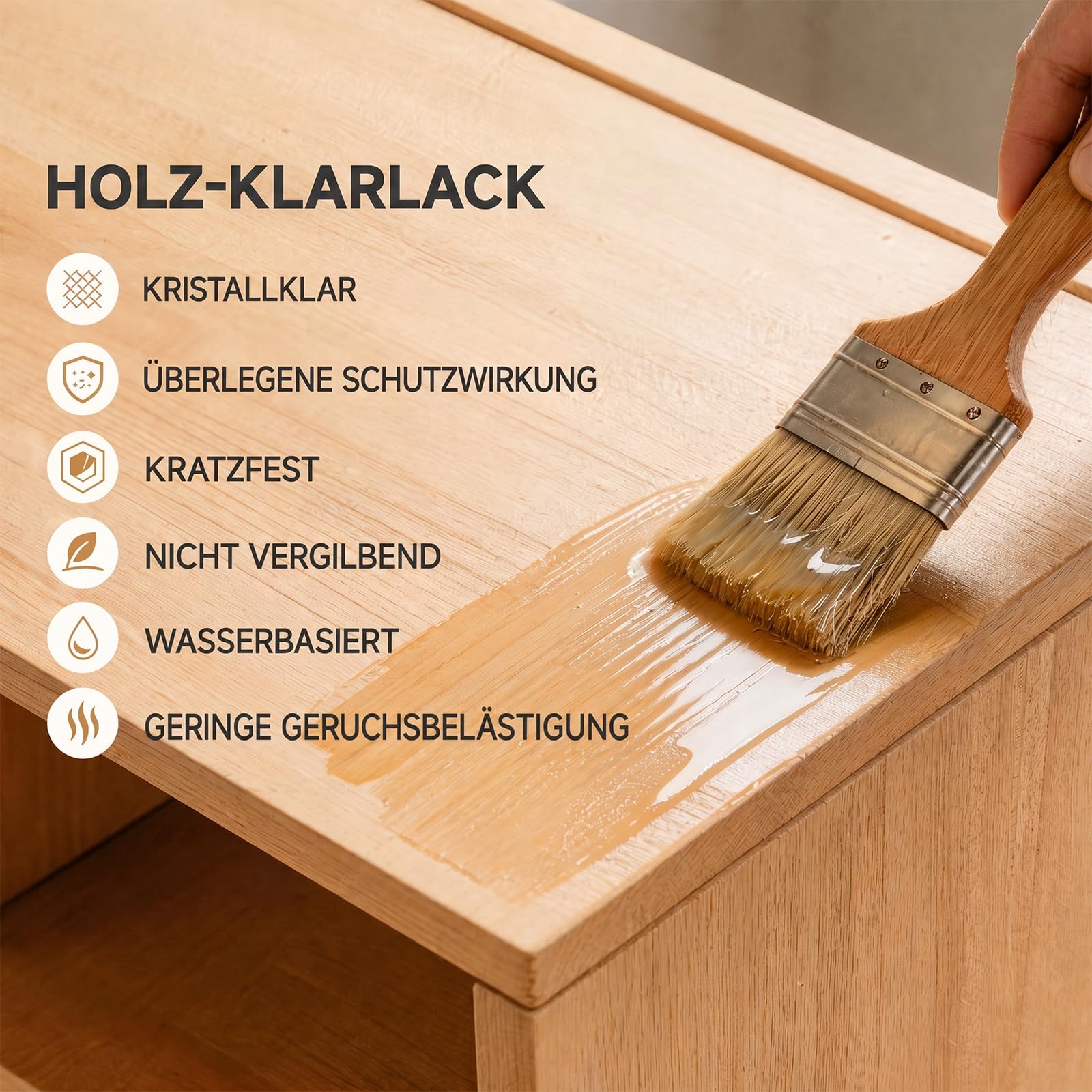 Wasserbasierter glänzender Klarlack Holzlasur Innen Außen 946ml | Glänzender wasserbasierter Klarlack Holzschutz innen außen passend für Stühle Tische Schränke