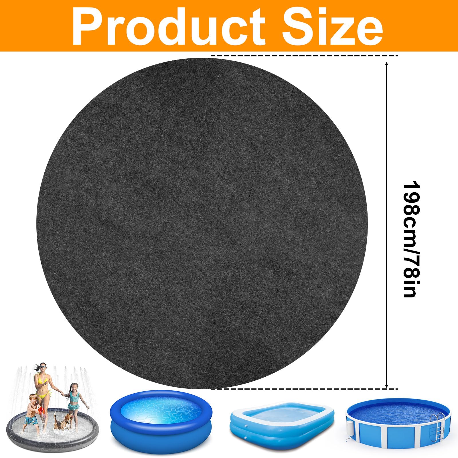 Tapis de Protection de Sol pour Piscine Rond 198cm | Avec dos en PVC - Antidérapant et découpable - Pour sauna de jardin, protection du sol contre les pierres
