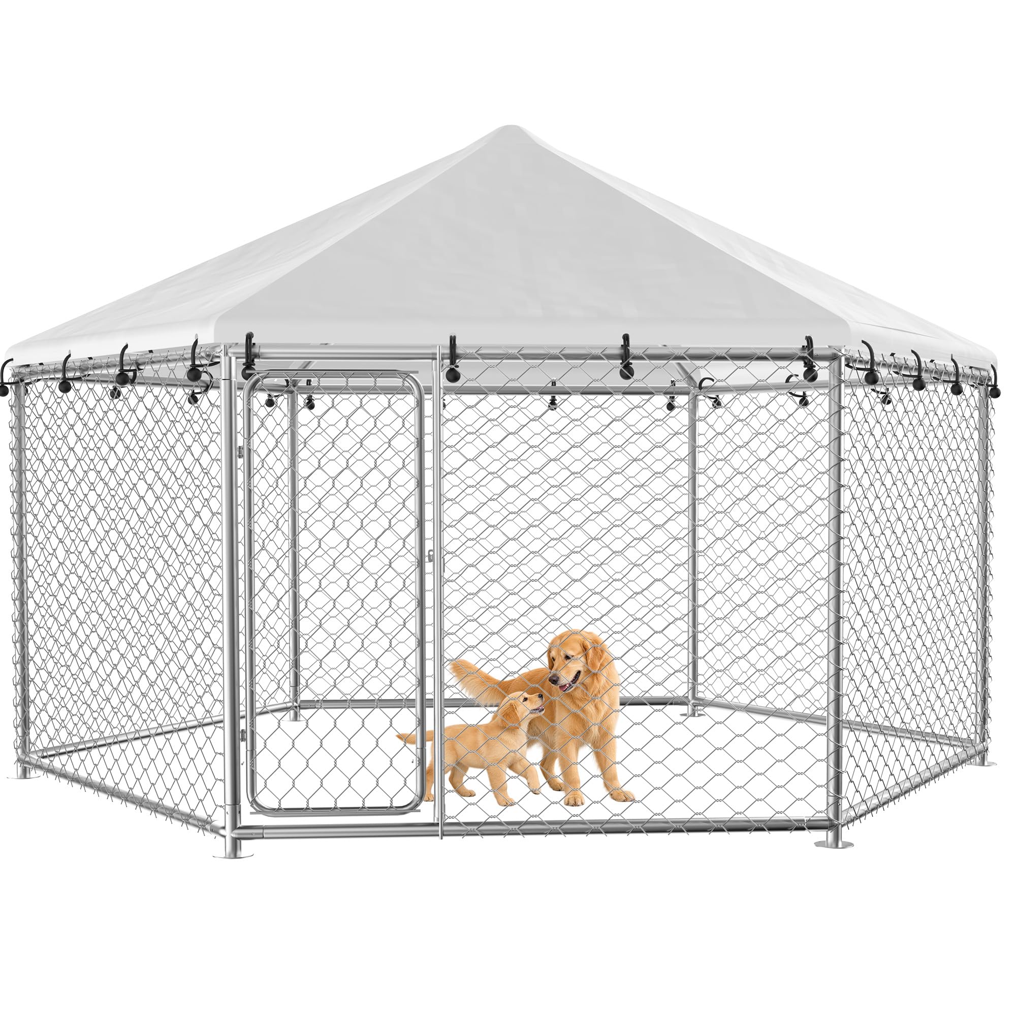 12x12 FT Large Outdoor Dog Kennel Outside, Heavy Duty Dog Enclosure