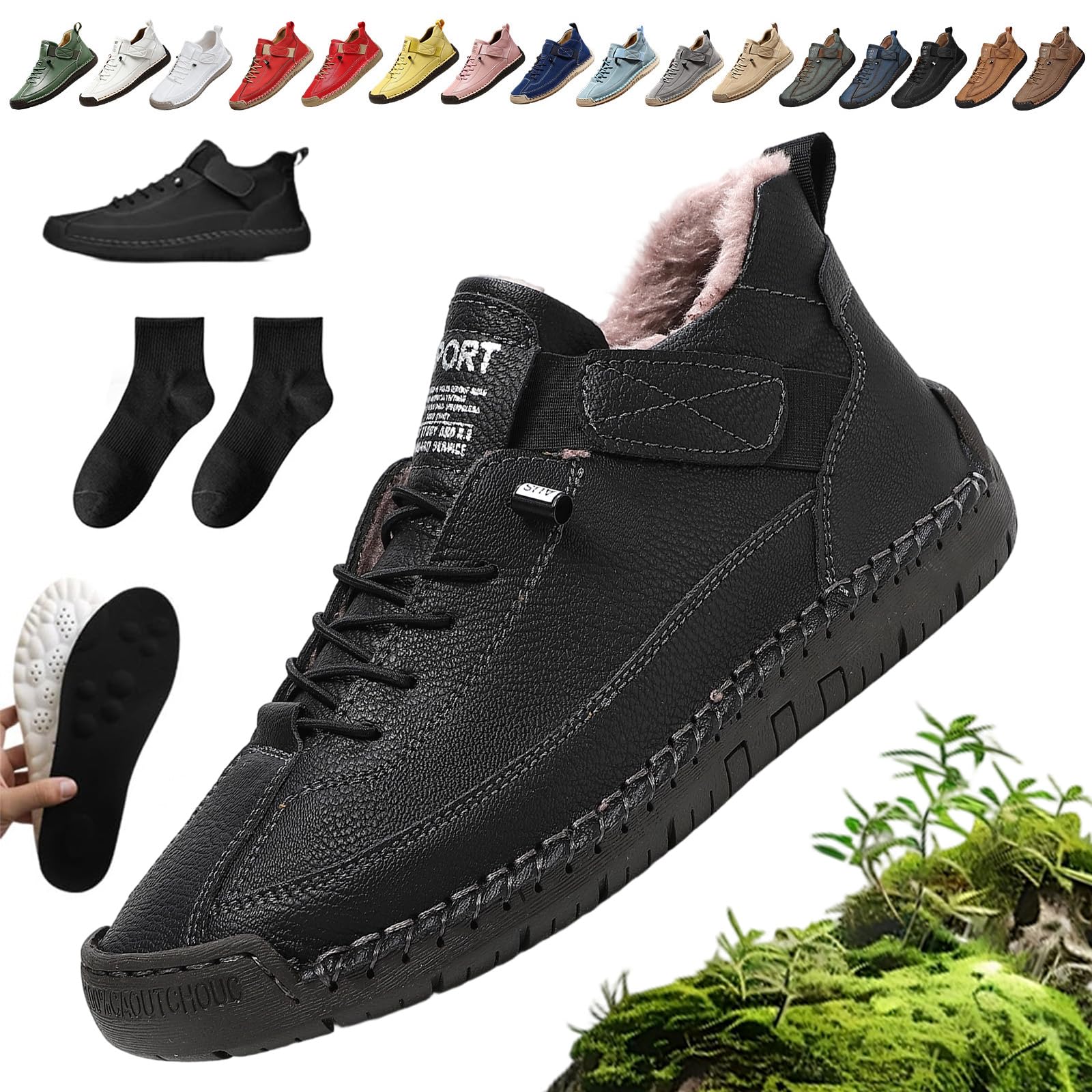 2026 Upgrade Montela Sneakers, Zapatillas ortopédicas cómodas e indoloras, cómodos zapatos de cuero de apoyo, zapatos descalzos impermeables, 36-48 EU