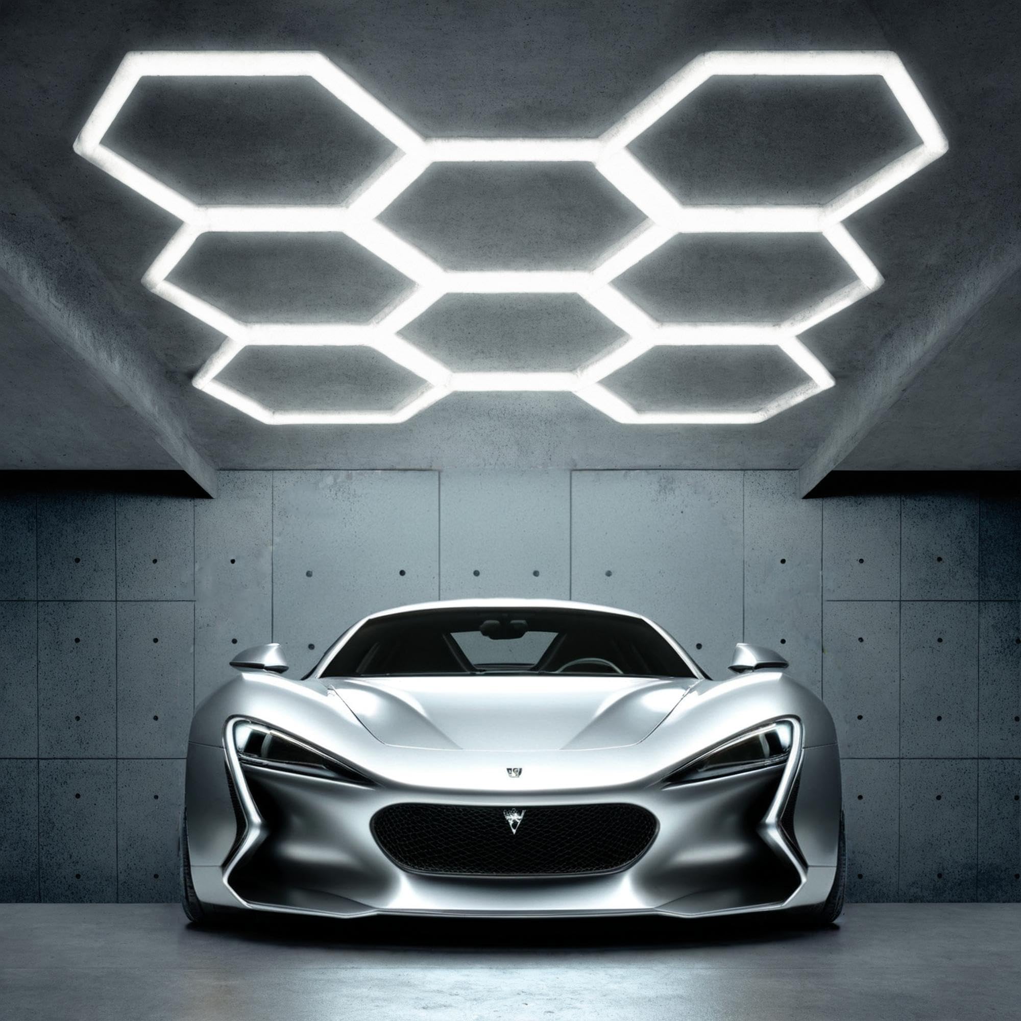 Barberpub Hexagon LED Garage Light, 30240LM 6500K Hexagon LED Beleuchtung für Werkstatt, Friseursalon, PVC Abdeckung 8 Grid, (LP008/nicht dimmbar)