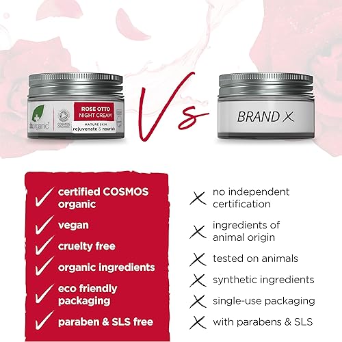 Miniatura 3 de Crema de noche Dr. Organic Rose Otto  Rejuvinante para pieles maduras, ayuda en el envejecimiento saludable, promueve la piel joven y tonificada,