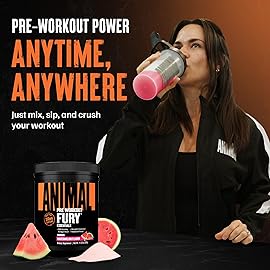 Animal Fury Pre Workout Powder - Watermelon, 350mg Caffeine, BCAA Amino Acids, 2g Beta Alanine, Citrulline & Tyrosine, Energy, Focus, Strength, Endurance, Preworkout for Men & Women, 20 Servings