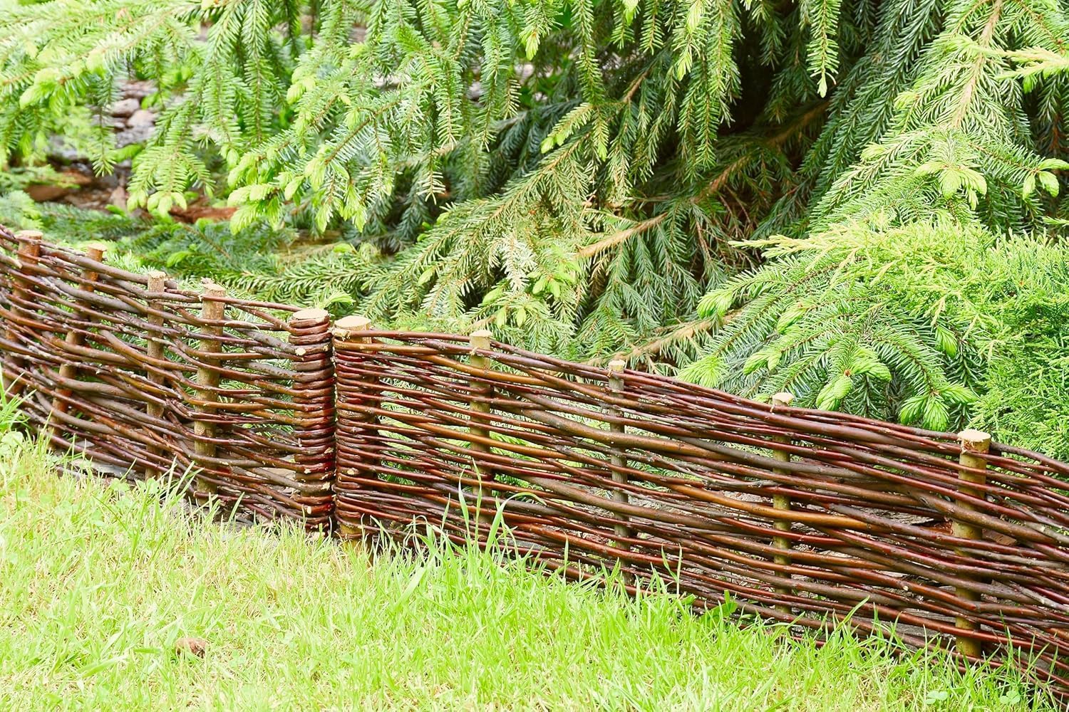 rg-vertrieb Weidenzaun Beeteinfassung 20x120 cm (10 Stück) – Flexible Rasenkante Beetumrandung aus 100% Weidenholz – Steckzaun Holz Palisade Beetbegrenzung & Mähkante