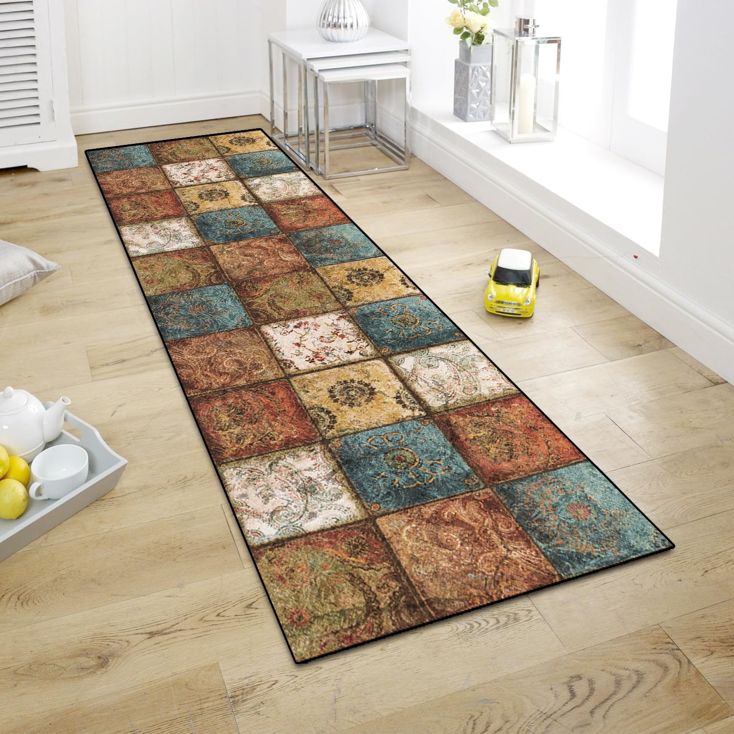 Loper voor de gang, 60 x 180 cm, wasbaar, laagpolig tapijt met antislip rubberen achterkant, hoogwaardige keukenloper voor entree, bijkeuken en woonhal Loper voor de gang, 60 x 180 cm, wasbaar, laagpolig tapijt met antislip rubberen achterkant, hoogwaardige keukenloper voor entree, bijkeuken en woonhal