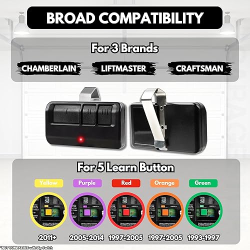 Miniatura 8 de Para Chamberlain Liftmaster Craftsman - Abridor de puerta de garaje, control remoto 893LM Learn