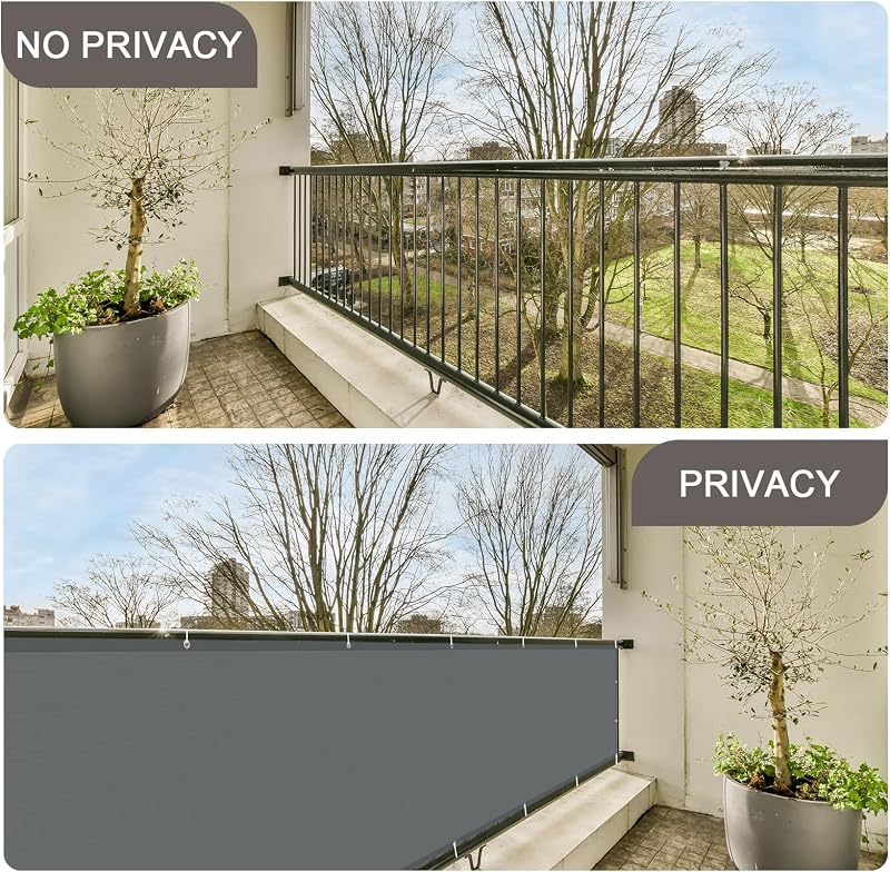 SUNNY GUARD paravan pentru balcon 90x400 cm antracit, rezistent la UV, vânt și apă, cu benzi de fixare pentru balustradă