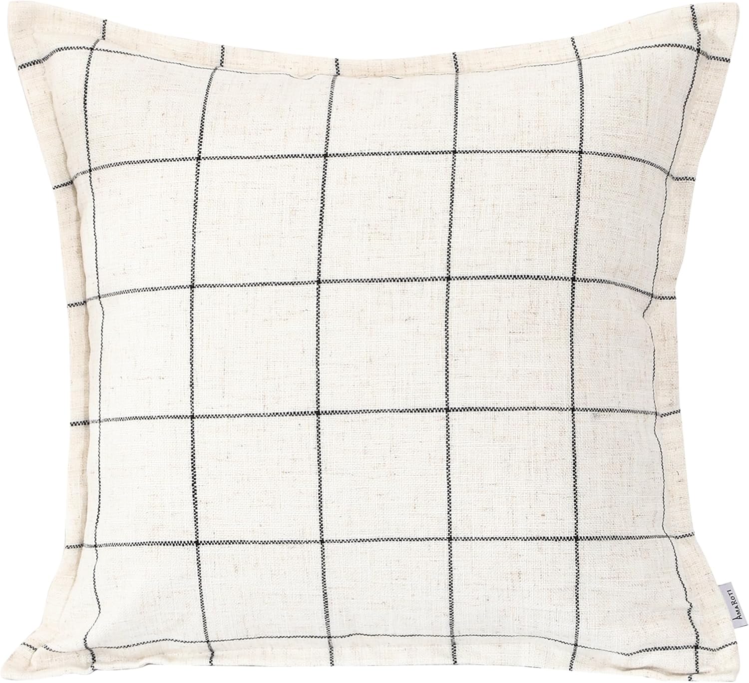 The Amaro Tile Pattern White and Black Striped Pillows, in a Bohemian Style, with a Hidden Zipper Design, Resembling an Envelope. Made of Linen, Each Pack Contains Two Pieces, Measuring 22×22 inches.