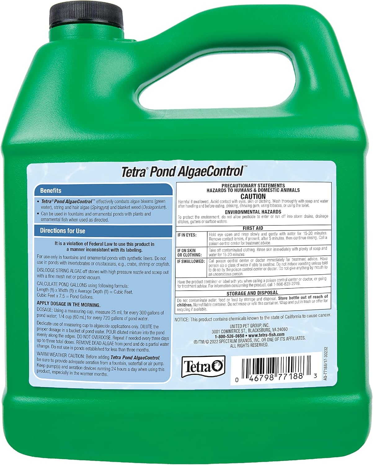 Tetra 77188 Algae Control Treats 36000 gallons, 101.4-Ounce : Patio, Lawn & Garden