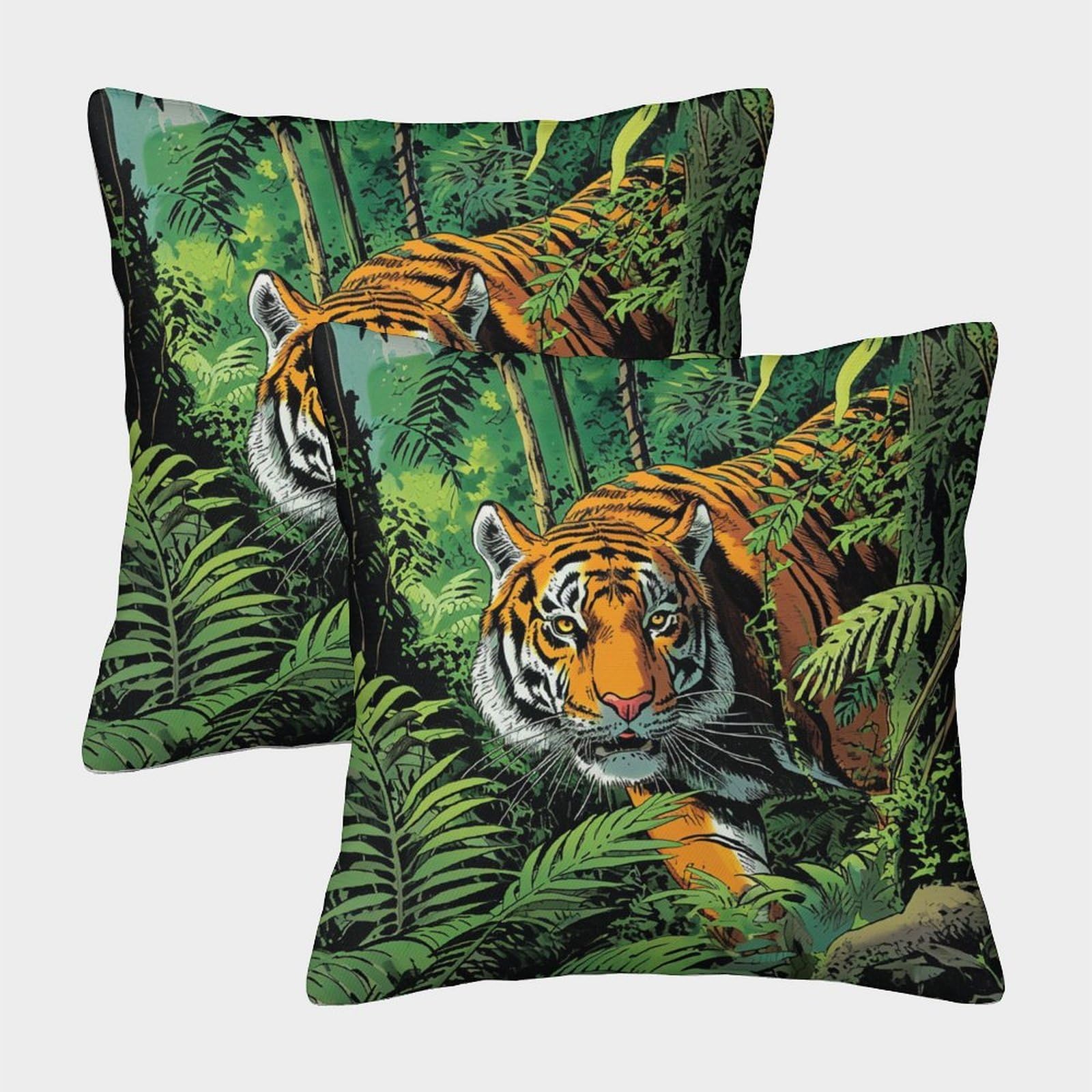 kaiyun 2 Pack Tiger - Comic Cartoon Pillow Case 40x40cm 3D Printing Cushion Cover,home Decoration Sofa Cushion
