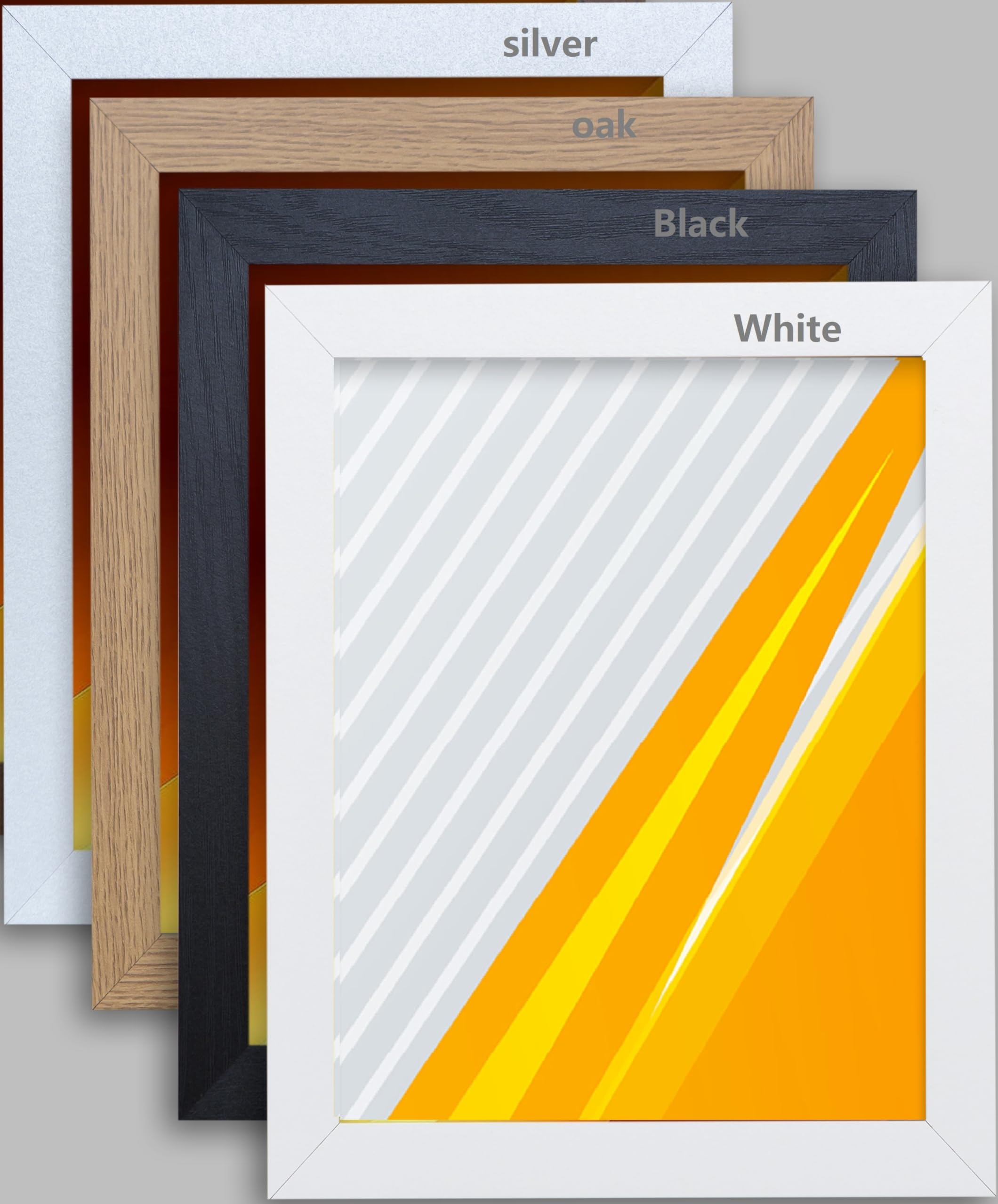 Ob2h White 35X50cm Black/White/Oak/Silver Poster Frame Photo Frame (Modern, 35X50cm)