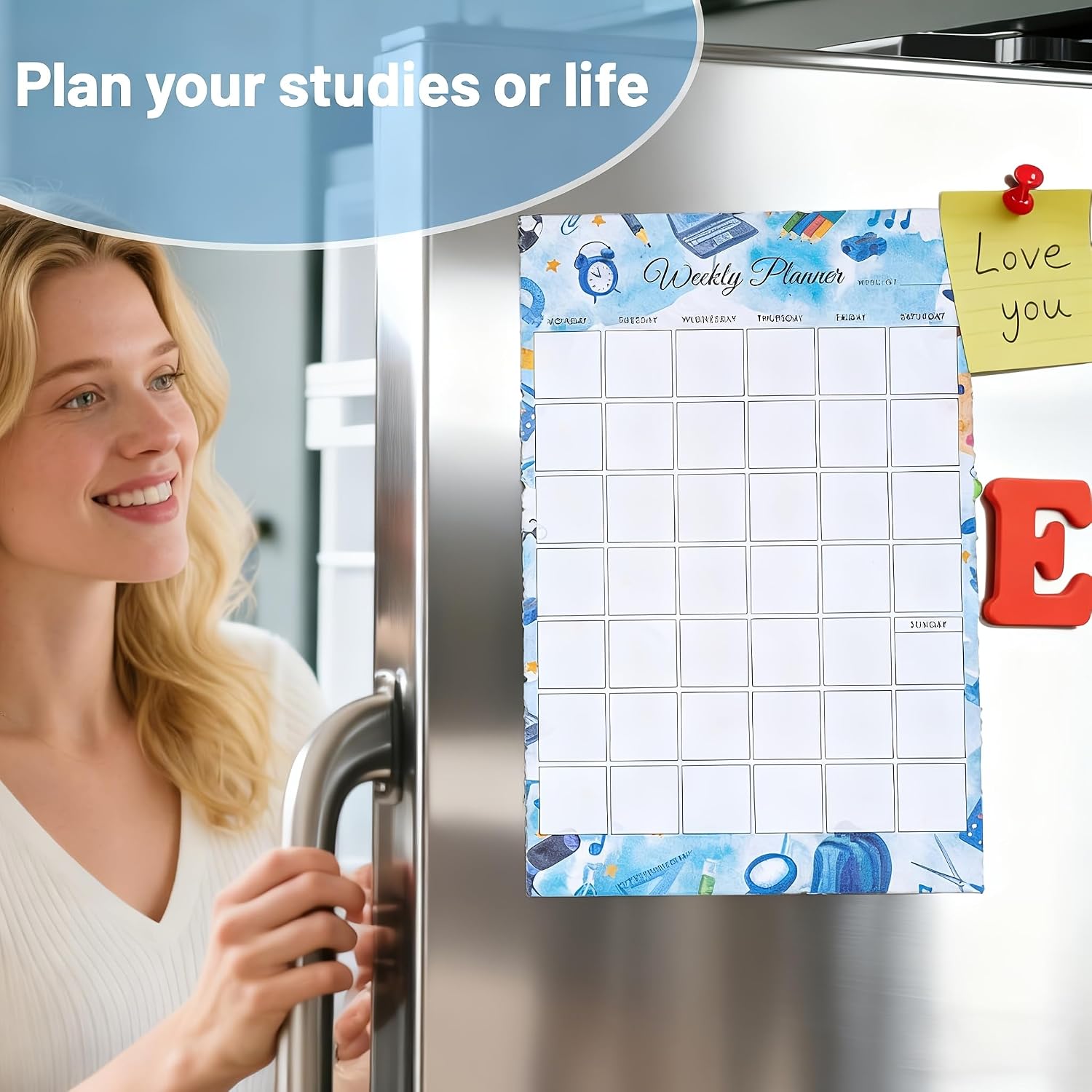 Magnetic Weekly Planner & Meal Planner Notepad Set, 6" x 9" Undated Planning Notepad for Refrigerator, Weekly Schedule Organizer and Meal Planning Pad, Tear-Off Desk Planner for Home, School & Office