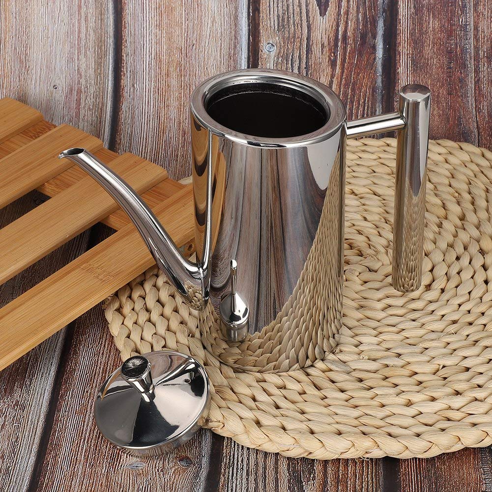 Oliven Essig Ölspender Edelstahl Ölkännchen Ölbehälter Ölflasche Ölaufbewahrung Zutatenspender Tropfsicherer Küchen Spender Topf, Vorratsbehälter mit Deckel, für Küche, Kochen, Restaurant(500ml)