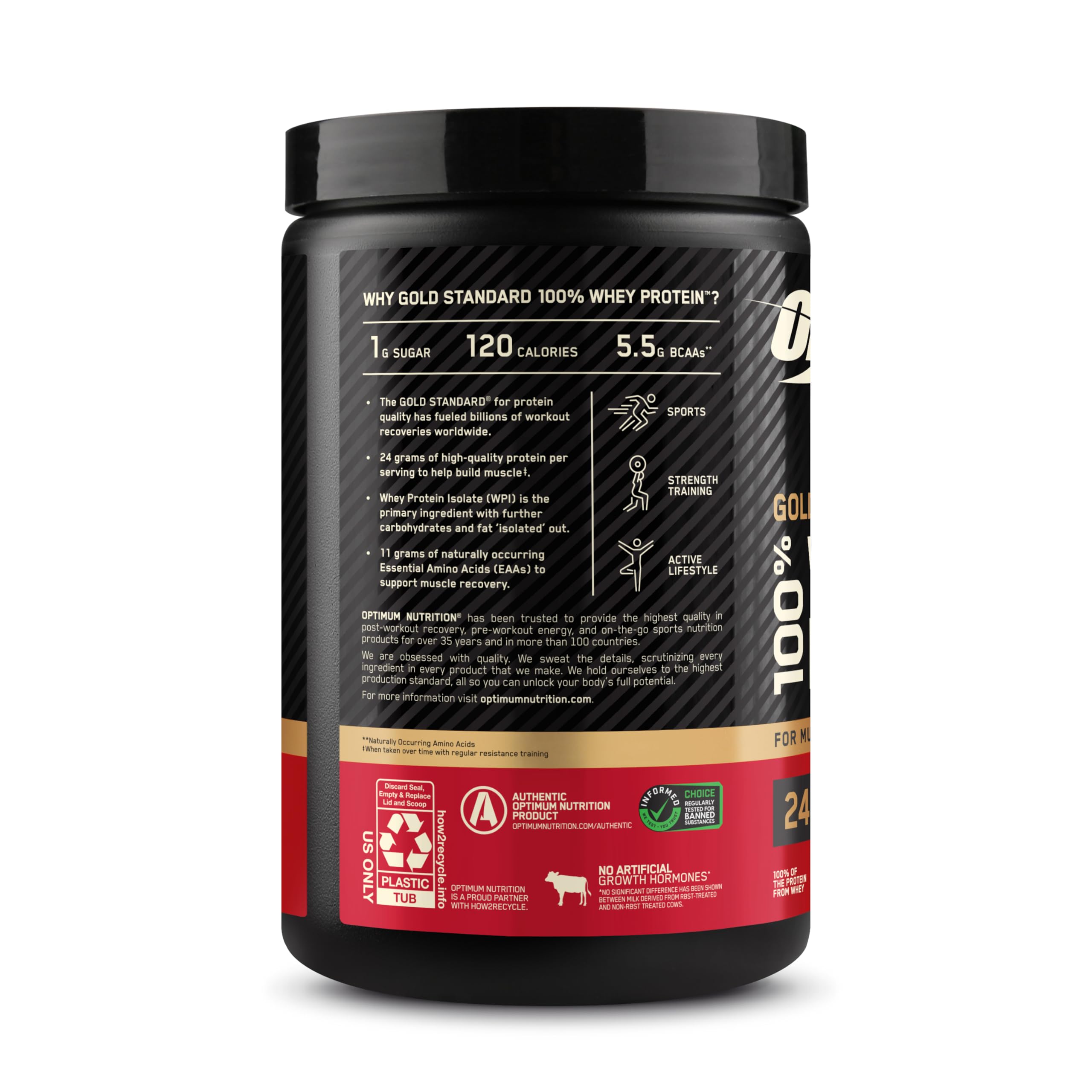 Optimum Nutrition Gold Standard 100% Whey Protein Powder, Vanilla Ice Cream, 0.68 Pound (Pack of 1)