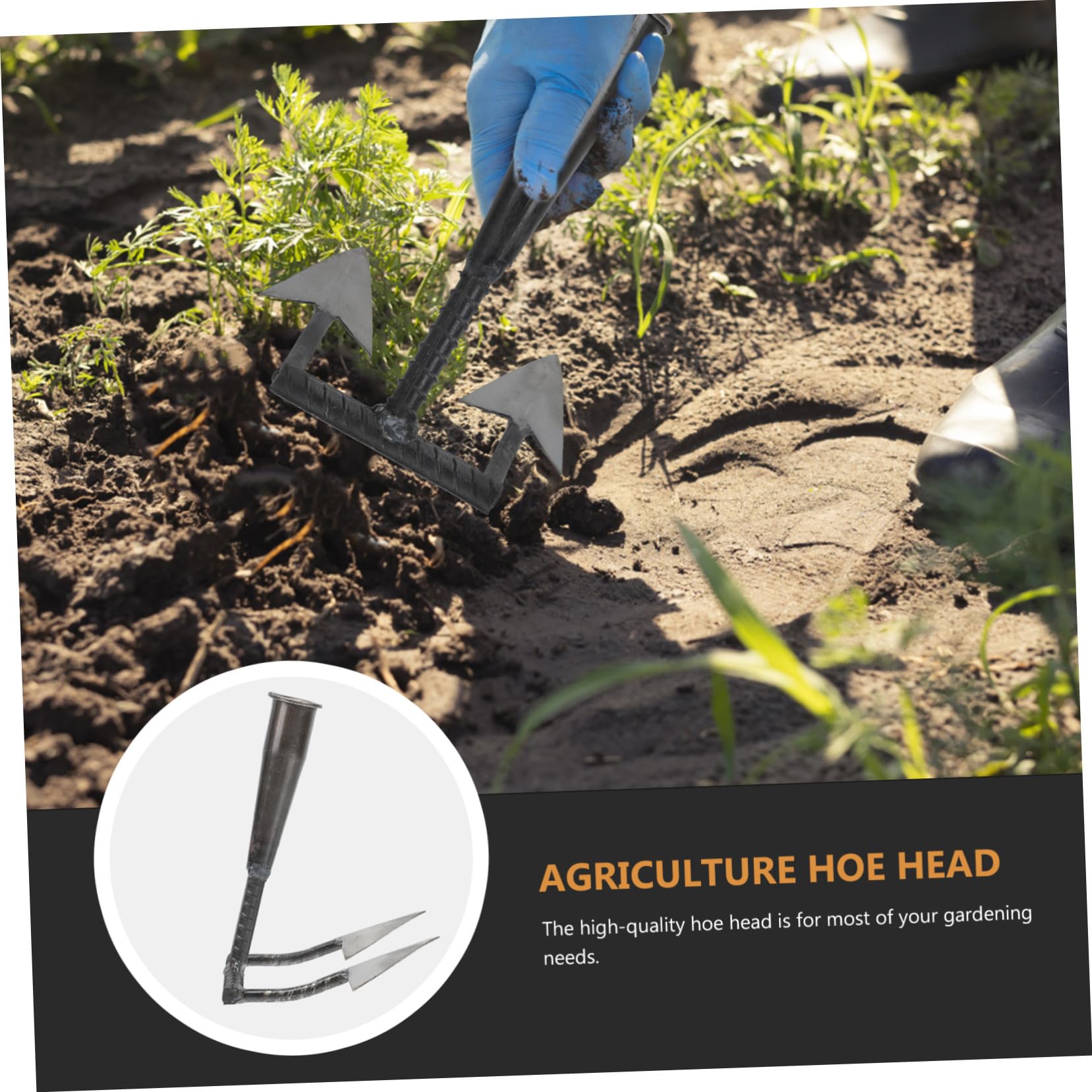 Gatuida Azada Triangular Carbono Duradera para Jardinería Herramienta Multifuncional para Labranza Deshierbe y Excavación de Suelo Huertos y Jardines
