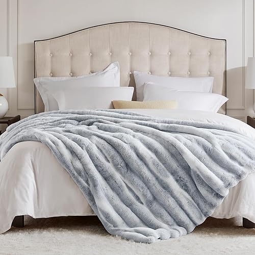 Miniatura 2 de Hyde Lane Manta de lujo de piel sintética de conejo  Manta ultrasuave y acogedora para sofá, dormitorio, manta cálida y gruesa como regalo, lince de