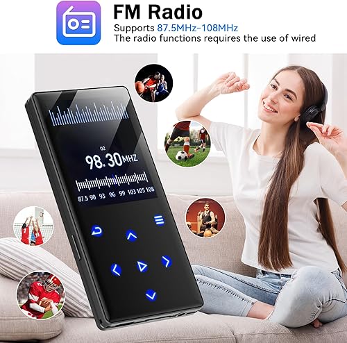 Miniatura 6 de Gueray Reproductor de MP3 de 128 GB Bluetooth Reproductor de MP3 con altavoces Soporte FM Radio Grabadora de voz Tarjeta TF Reproductor de música