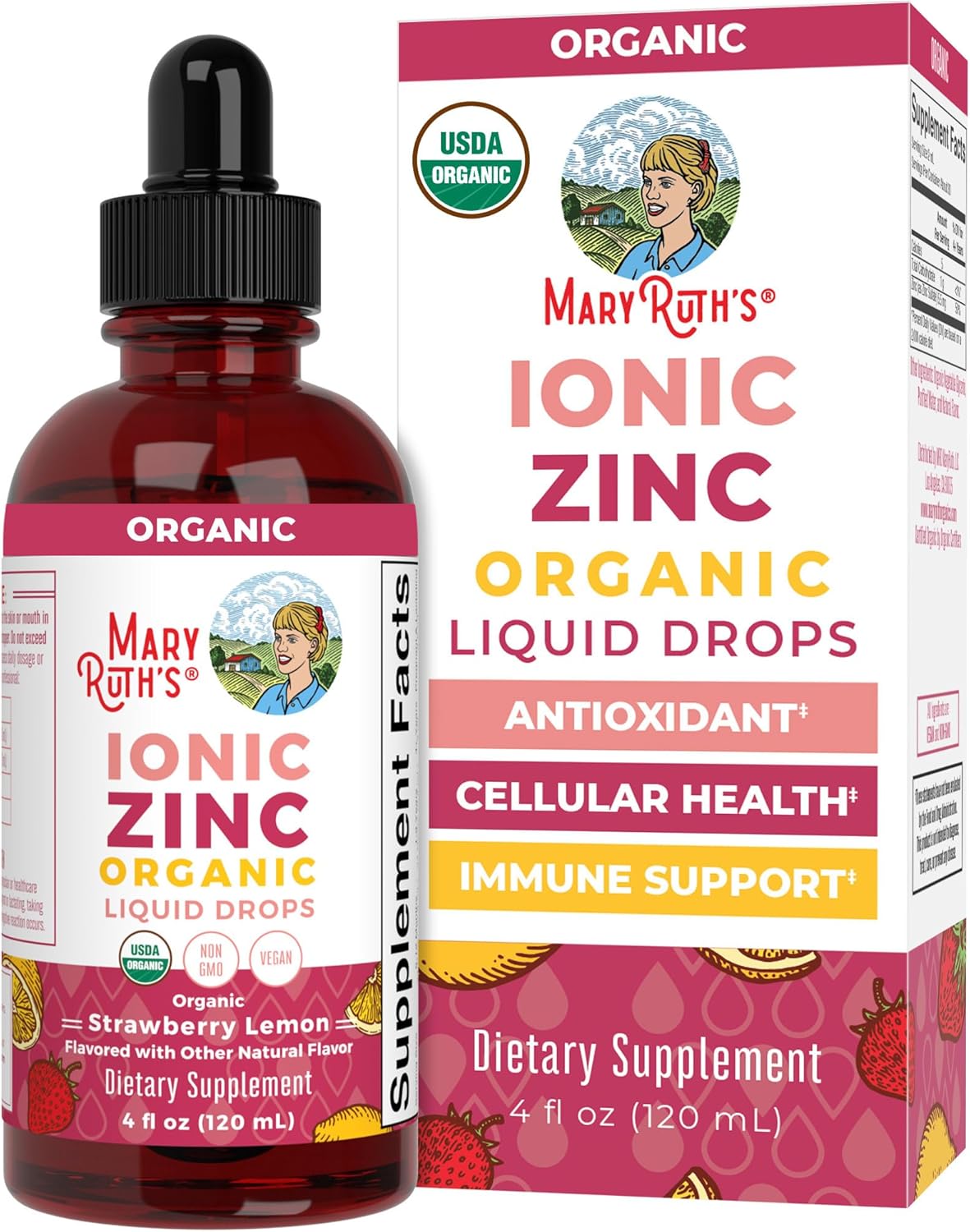 MaryRuth Organics Organic Strawberry Lemon Ionic Zinc, 4 FZ MaryRuth Organics Organic Strawberry Lemon Ionic Zinc, 4 FZ