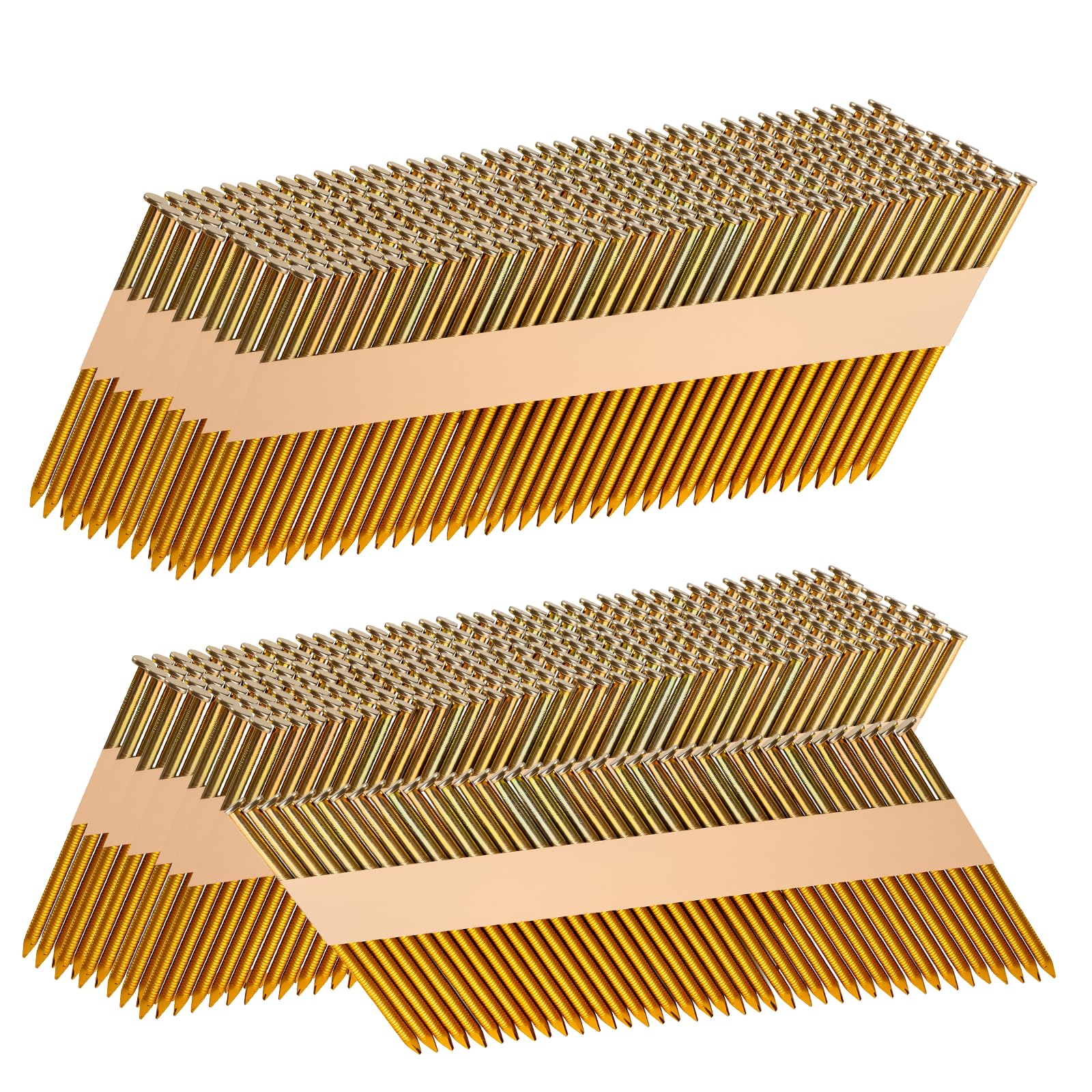 SITLDY 30-34 Degree Framing Nails 3.0"X.12" Ring Shank 1000 Count, D Head Electro-Galvanized Paper Tape Strip Nails, for 30 to 34 Degree Framing Nailer