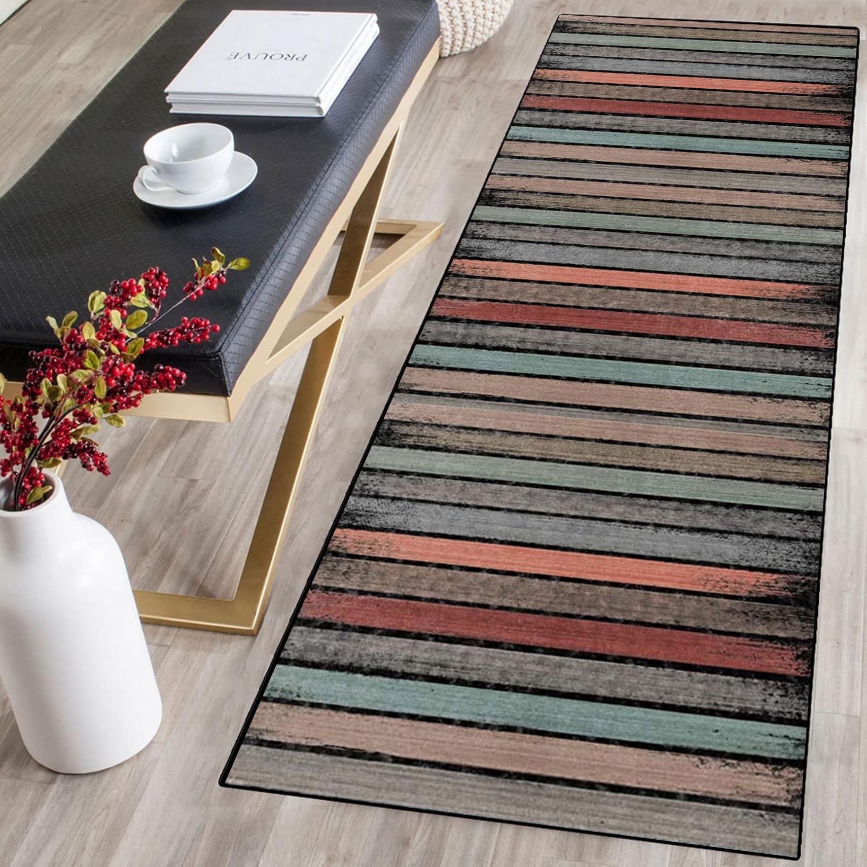 Wohnteppich Teppich Läufer 80 x 150 cm Flachgewebe Dezent Gemustert | Teppichläufer in Vielen Größen Teppichläufer Auf Maß für Wohnzimmer Flur Büro Schlafzimmer Küche, A
