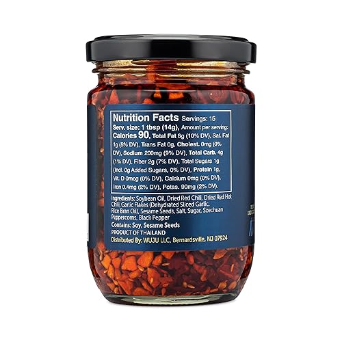 Miniatura 8 de WUJU Sweet Chili Crisp  Pimientos picantes crujientes, chiles, patatas fritas de ajo, semillas de sésamo en aceite de chile de Szechuan, para