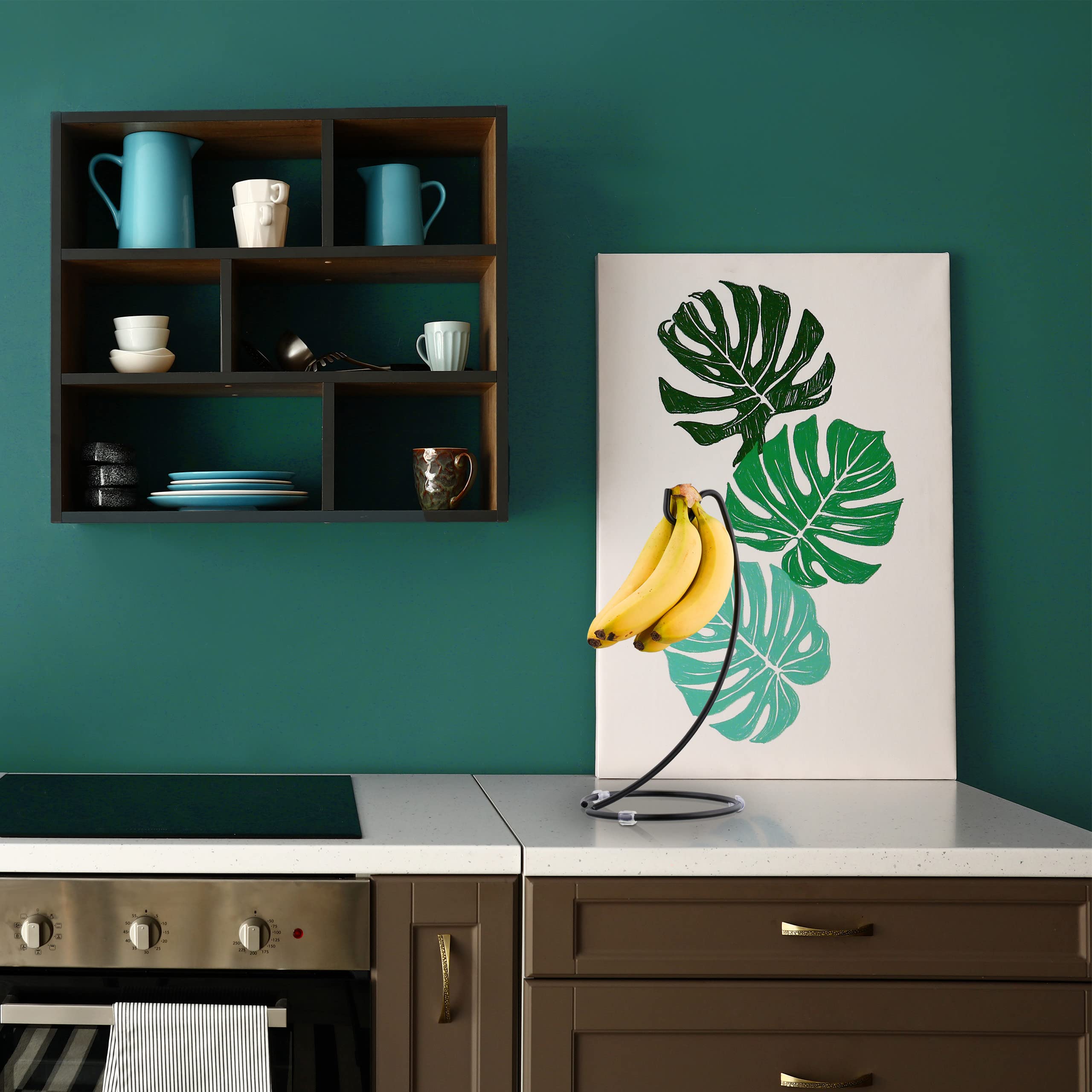 Relaxdays 2 x Porta Banane, in Metallo, H x D: 33 x 17 cm, Contro Le Macchie, stoccaggio Banane, Supporto Frutta, Nero