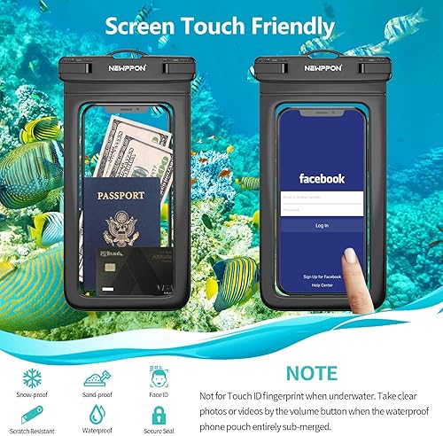 Miniatura 6 de Newppon Paquete de 6 bolsas impermeables para teléfono funda universal a prueba de agua con cordón para el cuello, soporte de celda transparente