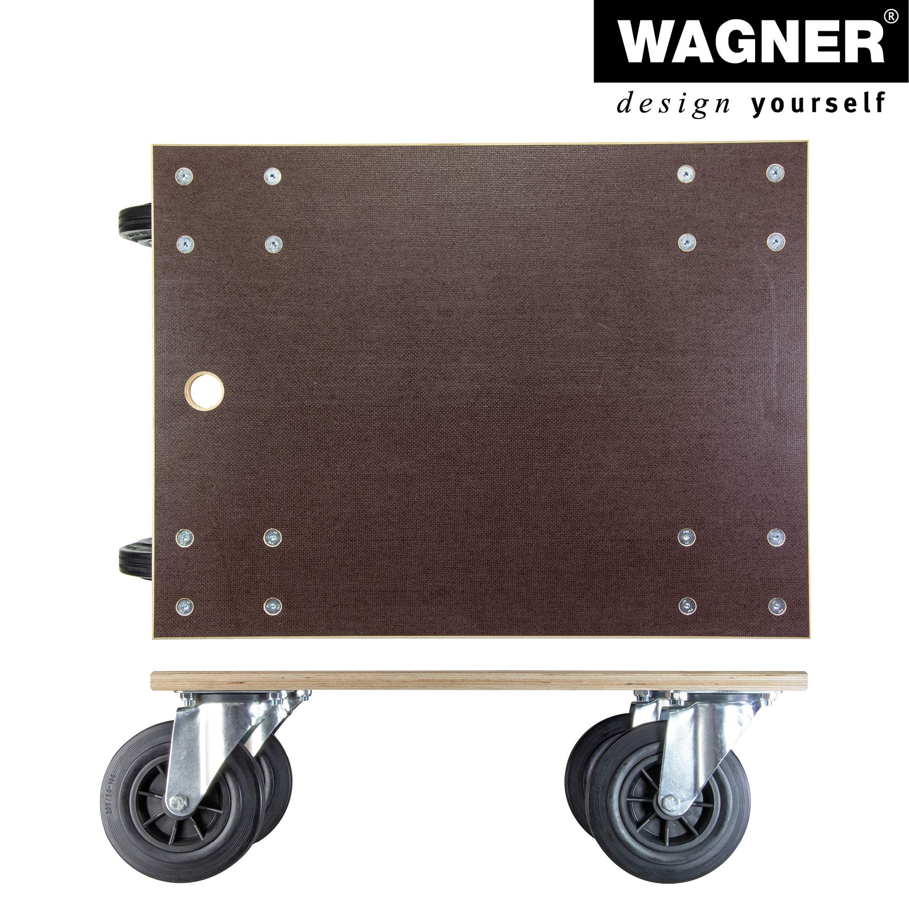 WAGNER, brązowy, (dł.) 78 x (szer.) 59 x (wys.) 26 cm, twarde rolki