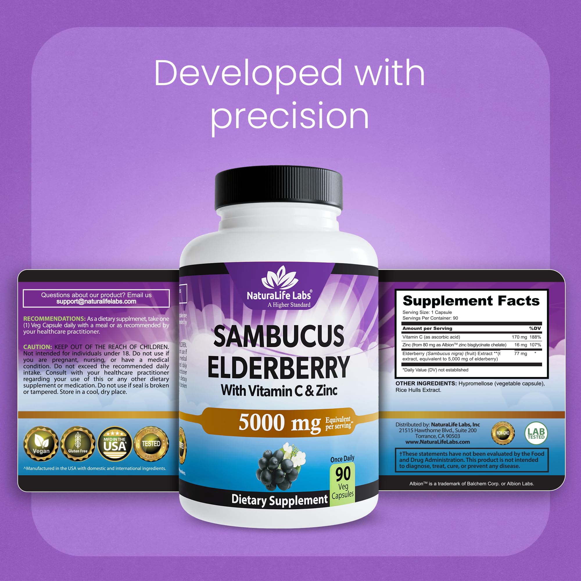NaturaLife Labs Sambucus Elderberry Capsules – with Vitamin C & Zinc – Immune Support Supplement – 90 Vegan Capsules – Non-GMO & Gluten-Free — Amazon image 7