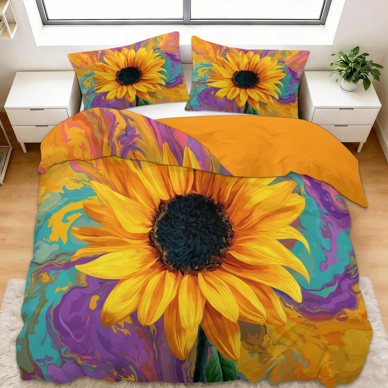 Housse de couette 240x260 soleil jaune pour une chambre lumineuse et moderne au quotidien