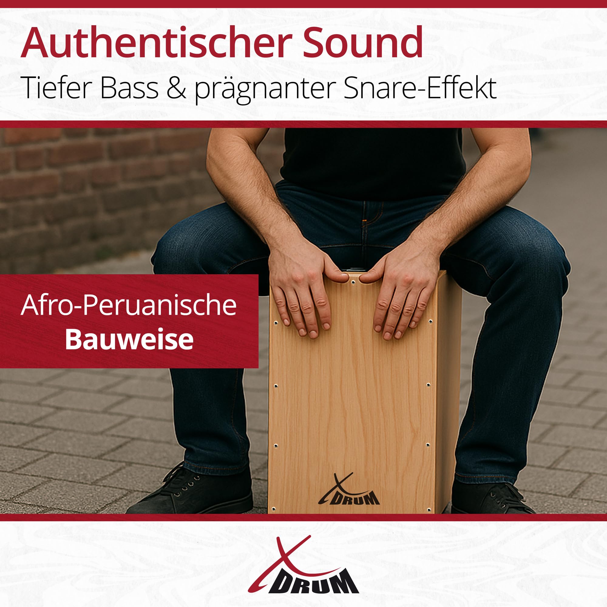 XDrum Cajon Primero Natur - Kistentrommel inkl. Rucksacktasche und Schule - Trommelkiste mit Snare Sound - Holz Drum Kiste mit Gigbag
