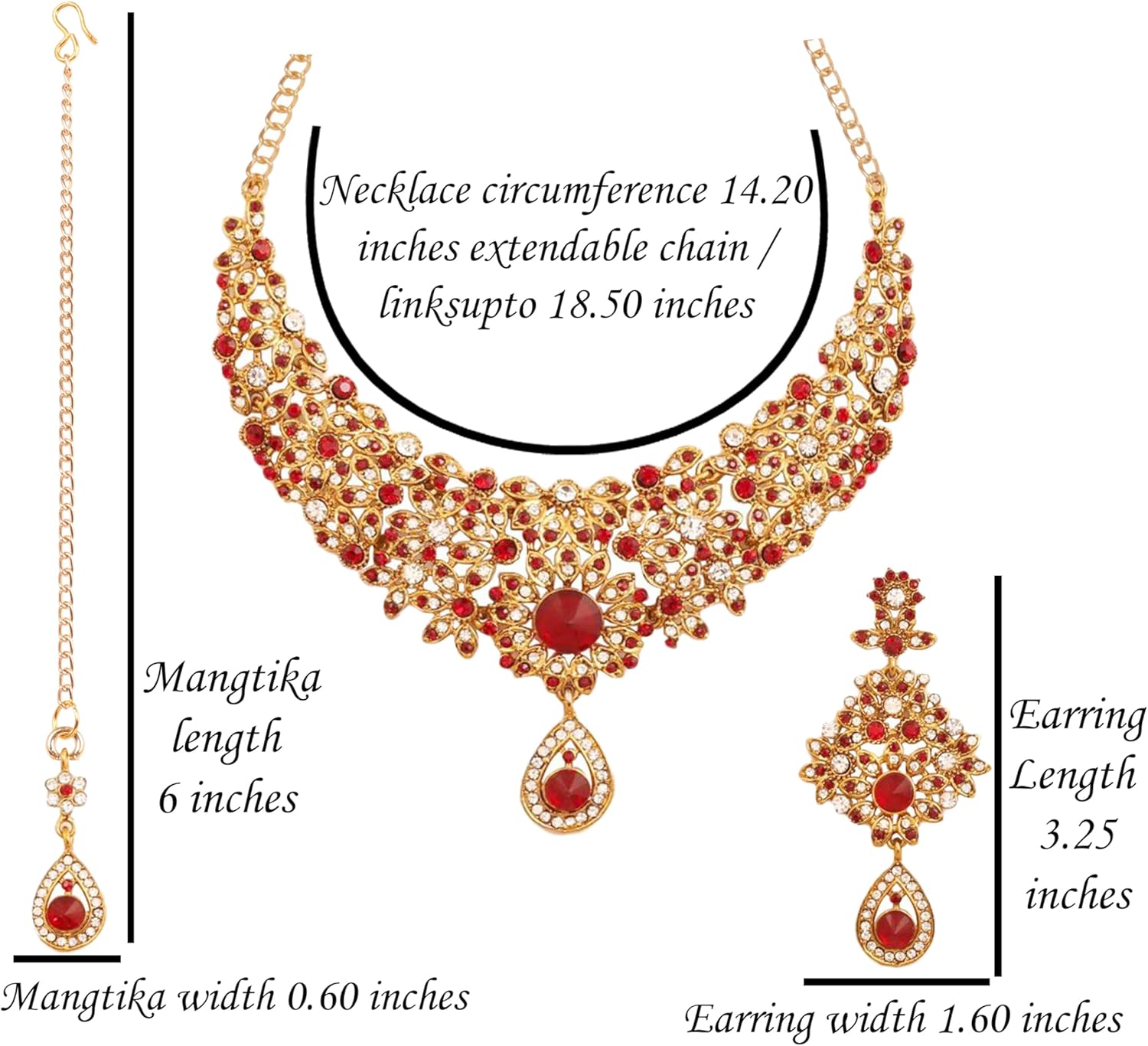 Touchstone Indian Jewelry Sets for Women Bollywood Necklace Earring Wedding high Fashion Victorian Formal Style Jewellery desi Artificial Imitation joyeria Rhinestone in Antique Gold or White Tone. - Image 5