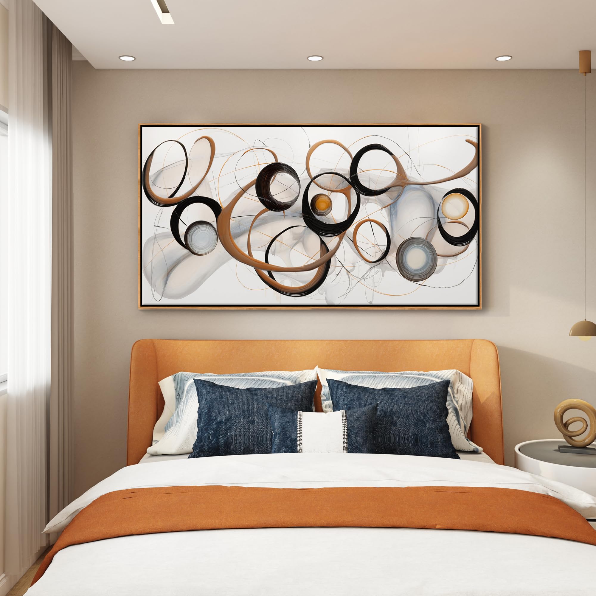 Arte Abstracto Para Pared, Impresiones Grandes En Lienzo Moderno, Sala De Estar, Dormitorio, Oficina En Casa, Decoración De Pared, Enmarcada Círculo Colorido, Imagen Abstracta Lista Para Colgar
