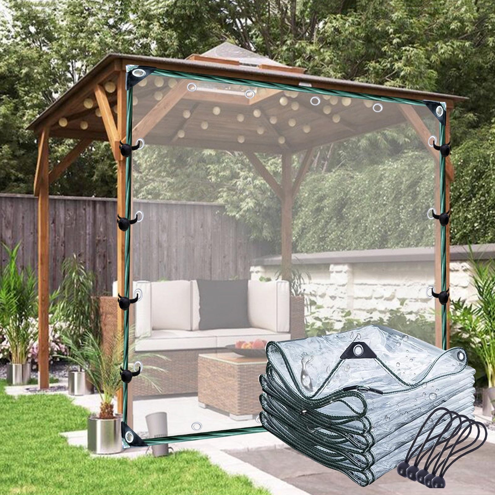 VXHCS Telone in Vinile Tenda in Tela Cerata in PVC Trasparente 0,3mm Tende Isolate per Serra Tenda della Porta del Garage(2.4x2.5m)