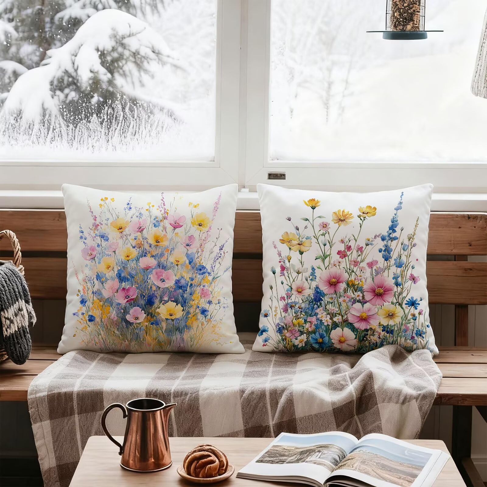 Vistoso Funda Cojin 60x60 Flor Funda Almohada 60x60 Cojines Sofa Súper Suave Fundas Cojines Decorativos Fundas Almohadas 4 Piezas Almohada Cervicales y Cuello, para Hogar Cama Salon Decoracion E - 815