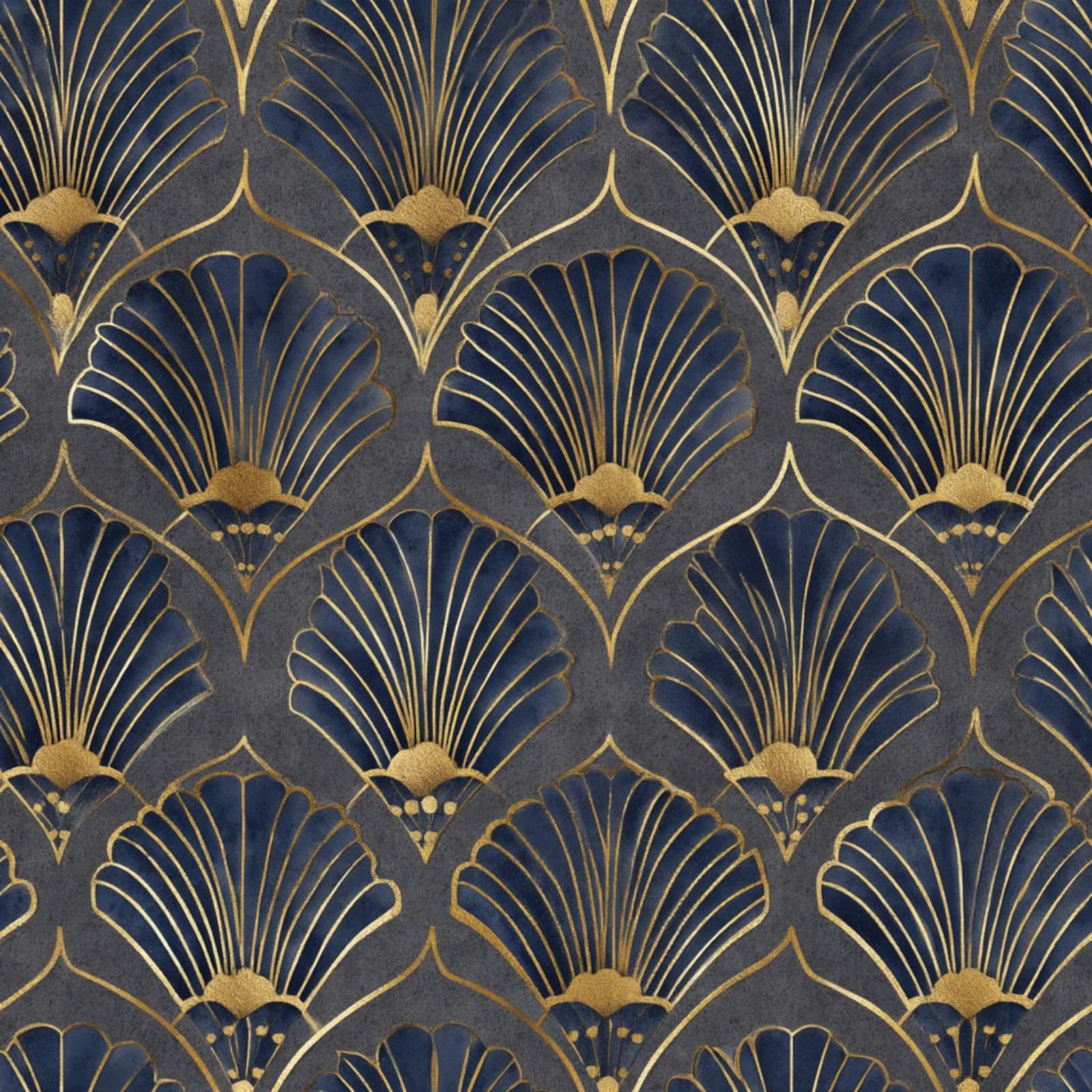 Carta da parati vintage blu scuro grigio oro Art Deco Fan geometrico simmetrico peel and stick facile da staccare carta da parati per camera da letto bagno impermeabile affittuario
