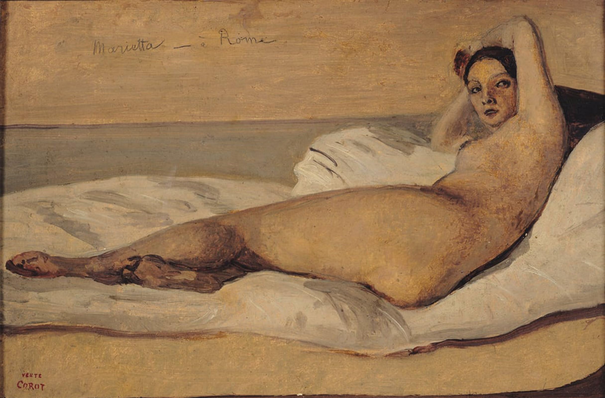 ARTXLXXBN Famous Painting Art Wall Decor Abstract Art Picture The Roman Odalisque Marietta by Jean Baptiste Camille Corot Animal Pictures for Home Decor 60x90cm