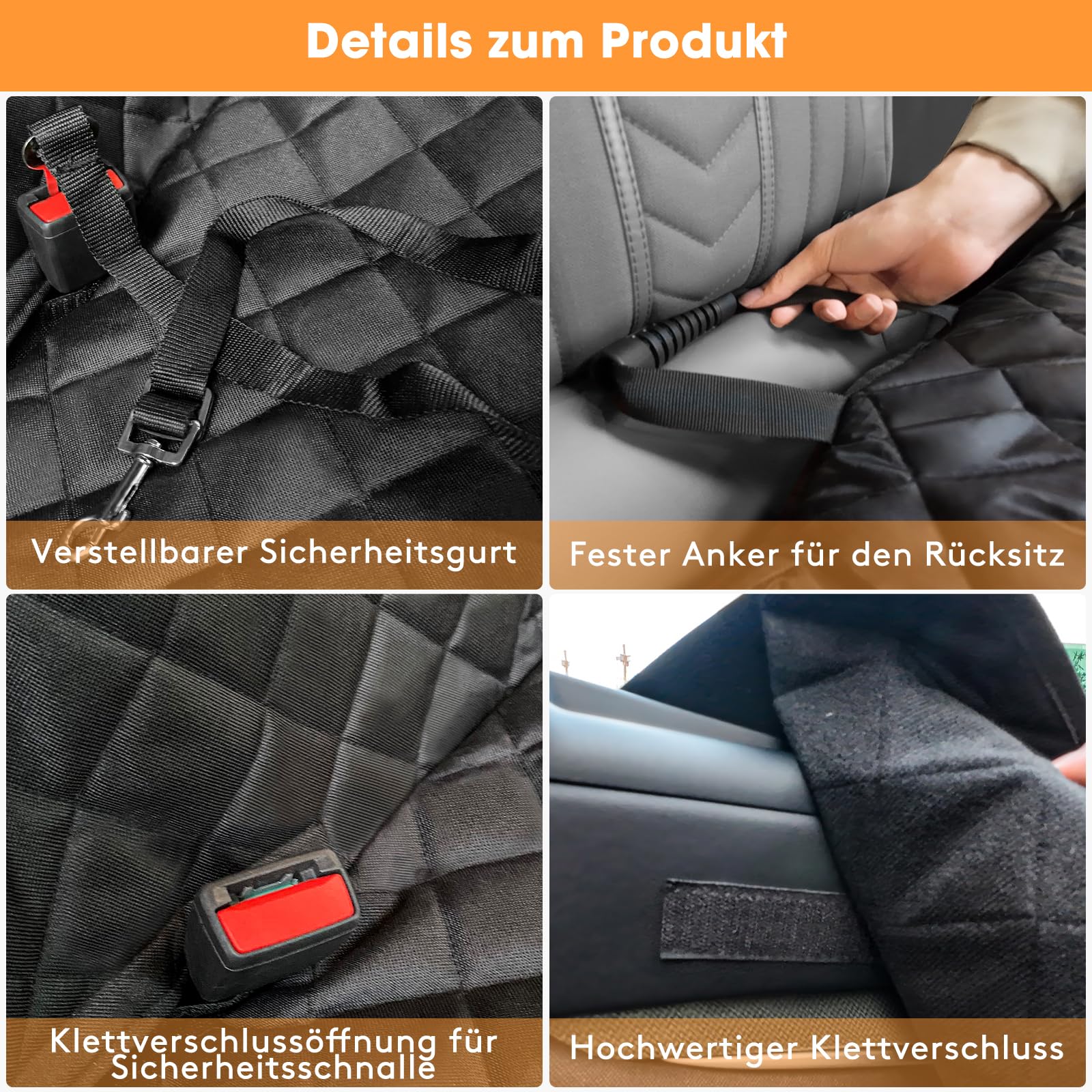 JOEJOY Coprisedile Auto per Cani, Telo Macchina per Cani Sedile Coprisedili Posteriore Rigido Impermeabile Antiscivolo con Finestre a Maglie, Protezione per Sedile per Animali per Auto SUV