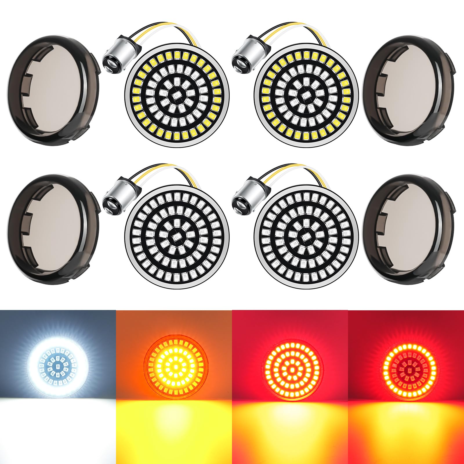 Snapklik.com : PBYMT 2 Inch LED Turn Signals, 60 LEDs Front Rear Turn ...