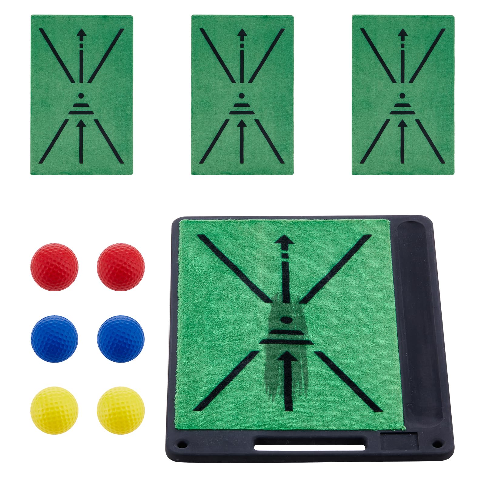 TUKIALAI Golf Mats Replaceable Golf Hitting Mat with Antislip Rubber Base and Ball Tray, Golf Training Swing Path Detection Practice Mat, Portable Golf Practice Mat for Indoor and Outdoor