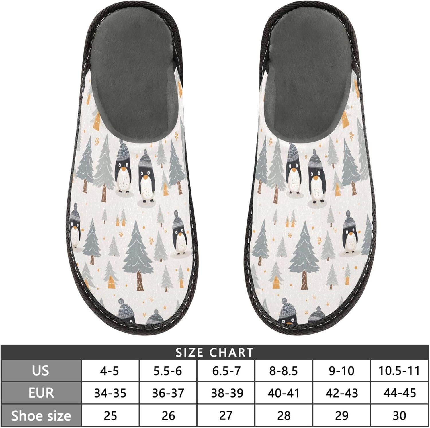 Woodland Cute Penguin House Slippers – Cozy Fuzzy Slippers for Guests, Washable & Disposable, Perfect for Shoeless Home, Spa & Hotel Use A112986